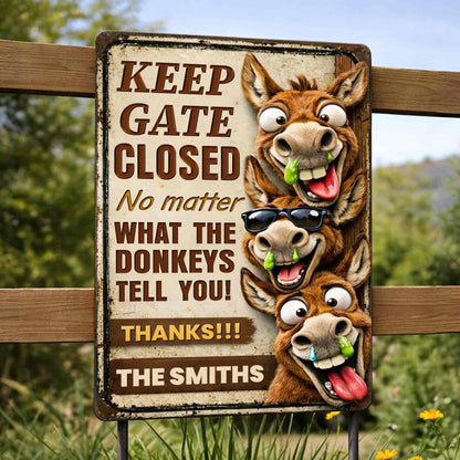 Funny Personalized Donkey Farm Gate Metal Sign for Dad with personalized design details for meaningful gifting image 8