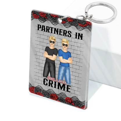 "Partners In Crime" Personalized Acrylic Keychain - Custom Bestie Quote Gift for Best Friends