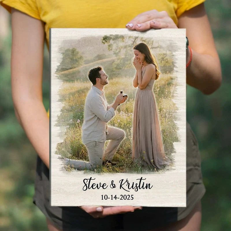 Custom Couple Proposal Photo Canvas / Poster - Personalized Engagement Keepsake Gift for Couples