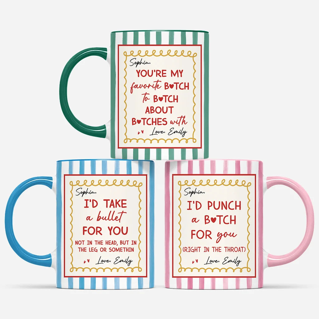 "You're My Favorite Bitch" Personalized Mug - Custom Funny Striped Best Friend Gift