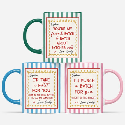 "You're My Favorite Bitch" Personalized Mug - Custom Funny Striped Best Friend Gift