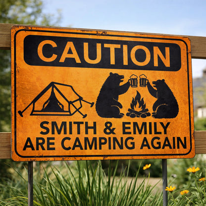 Custom Camping Metal Sign for Couples with personalized design details for meaningful gifting image 7