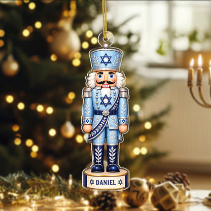 Hanukkah Nutcracker Personalized Acrylic Ornament - Custom Jewish Holiday Keepsake for Family