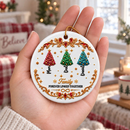 "Forever Linked Together" Personalized Christmas Tree Ornament - Custom Family Ornament
