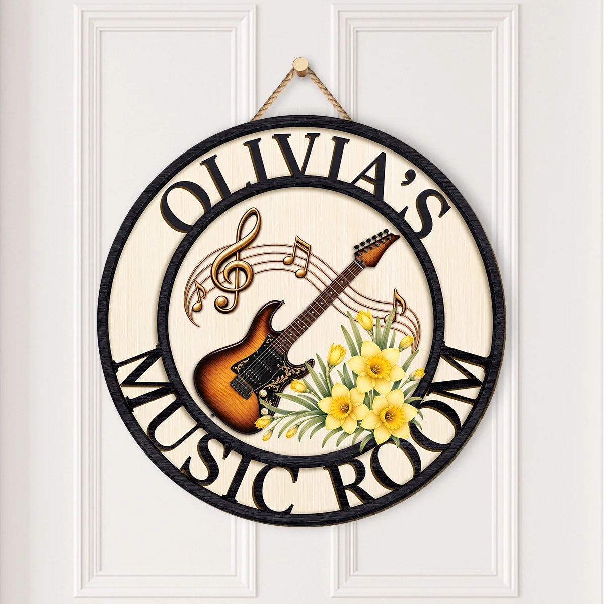 Custom Music Room Wood Sign - Personalized Guitar Wall Decor for Best Friends Birthday