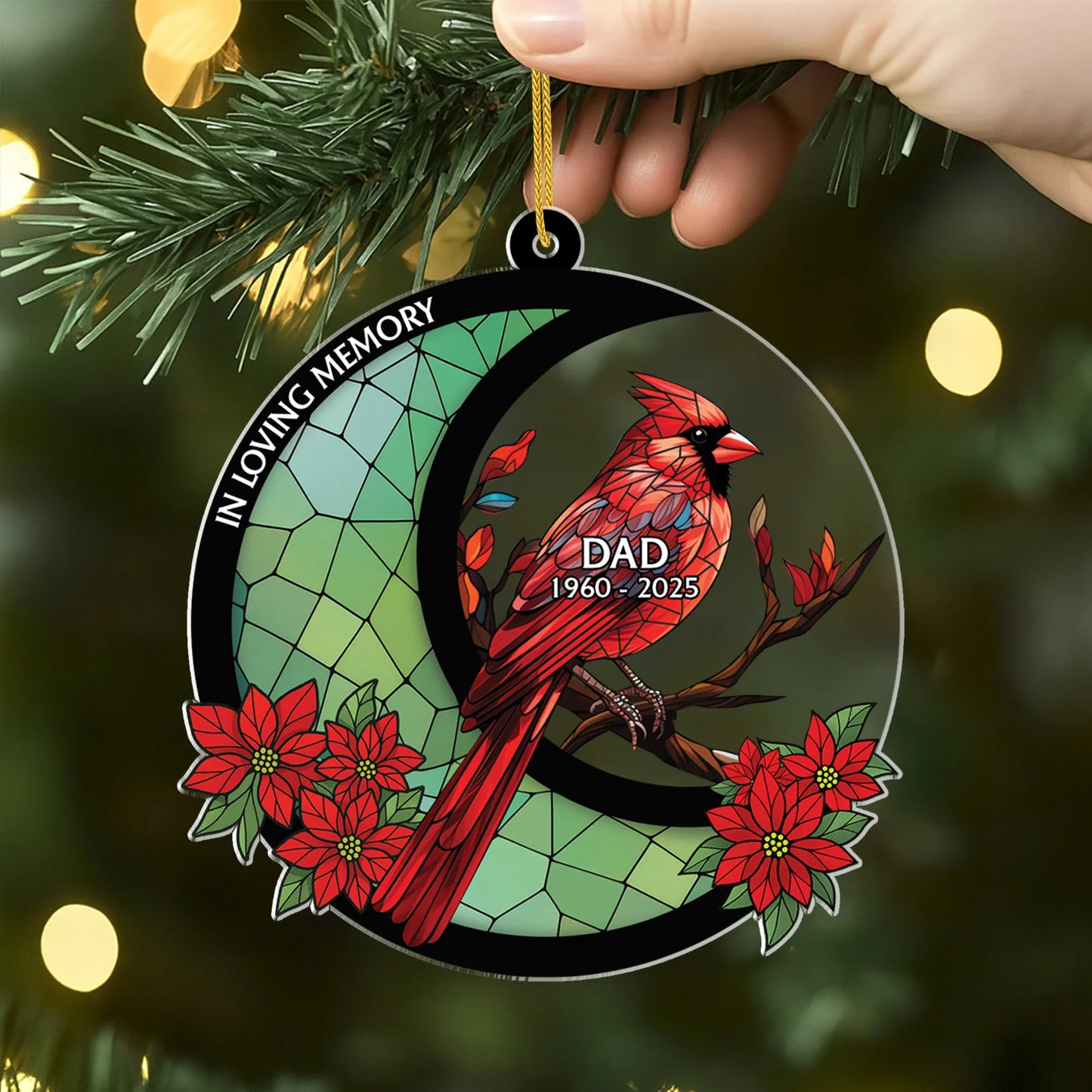 "You Never Walk Alone" Custom Memorial Cardinal Acrylic Ornament - Personalized Keepsake Gift for Loss of Mom