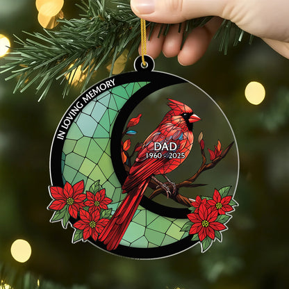 "You Never Walk Alone" Custom Memorial Cardinal Acrylic Ornament - Personalized Keepsake Gift for Loss of Mom