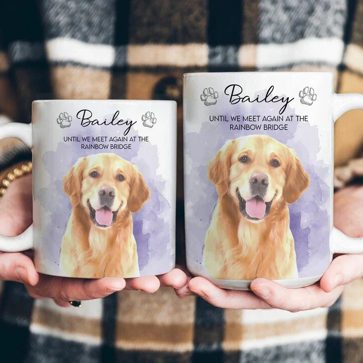 Until We Meet Again Personalized Watercolor Pet Photo Mug - Custom Pet Memorial Keepsake for Dog Lovers