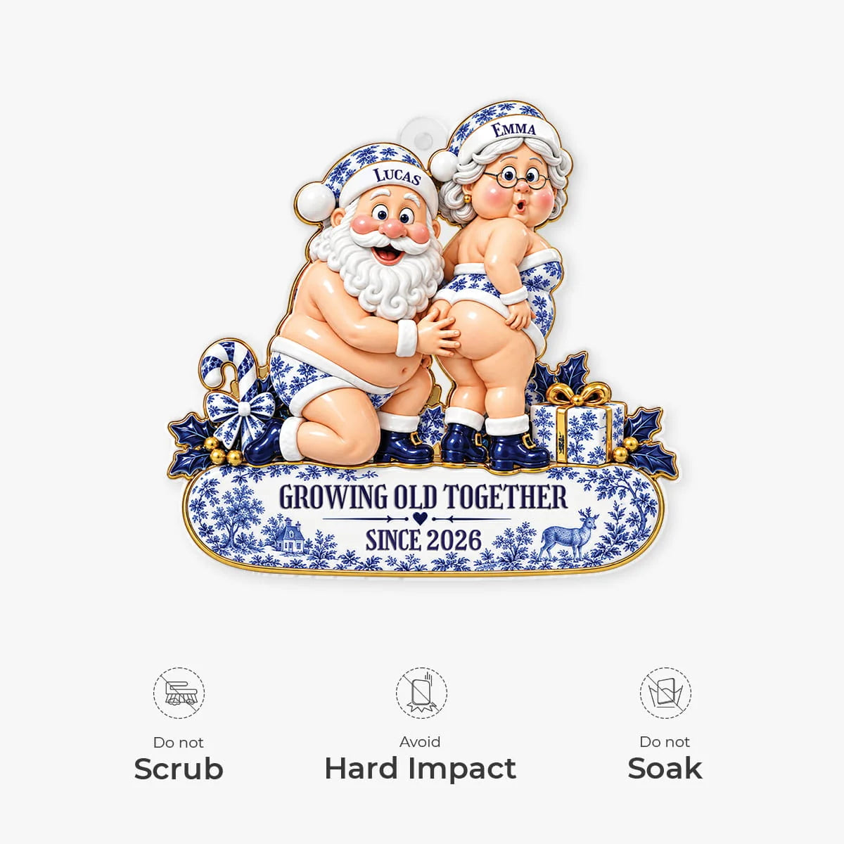 Growing Old Together Personalized Couple Christmas Acrylic Ornament - Husband Wife Keepsake Gift