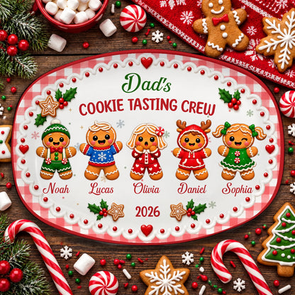 Grandma's Cookie Tasting Crew Personalized Platter - Custom Christmas Plate for Mom & Dad