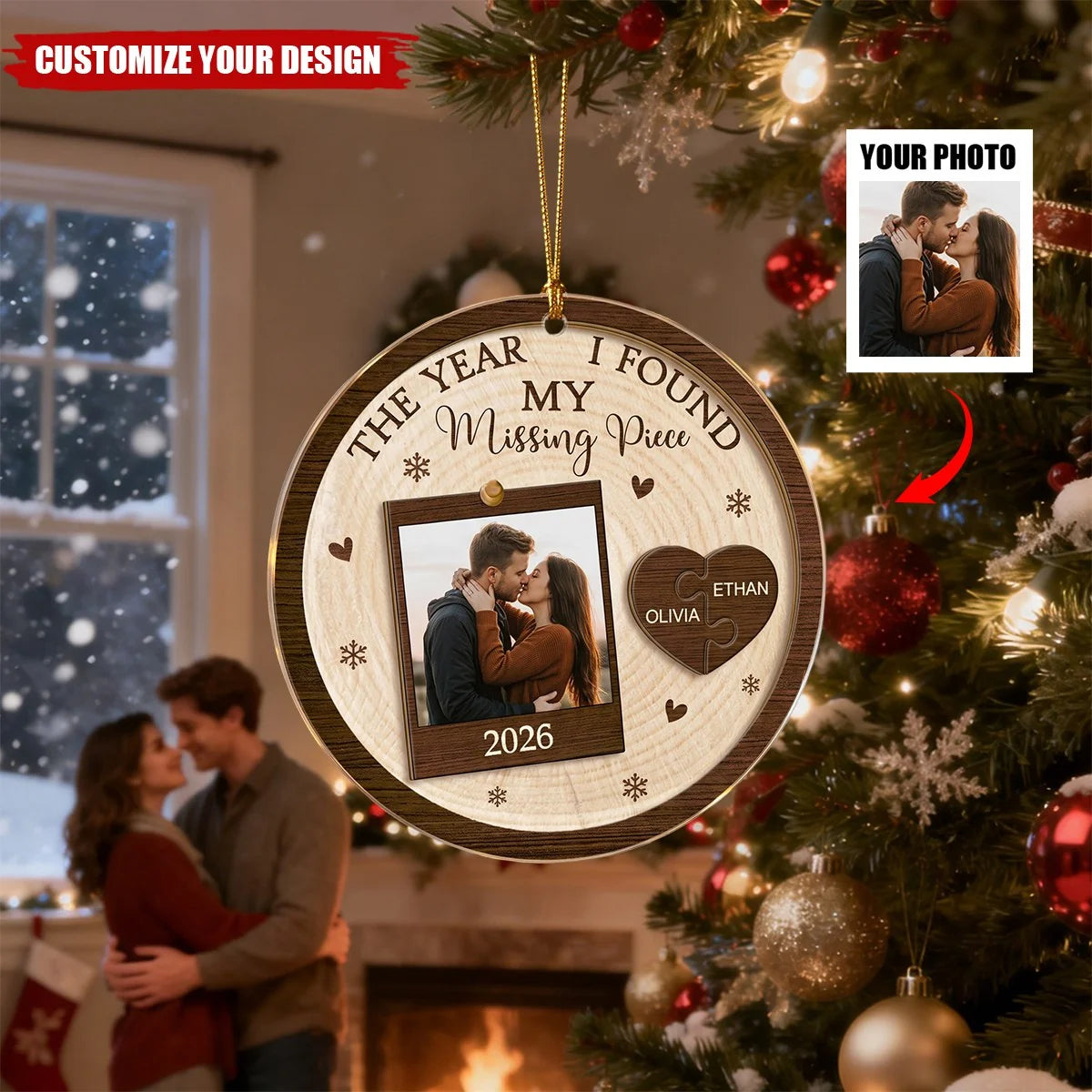 The Year I Found My Missing Piece - Personalized Acrylic Ornament for Couples Christmas