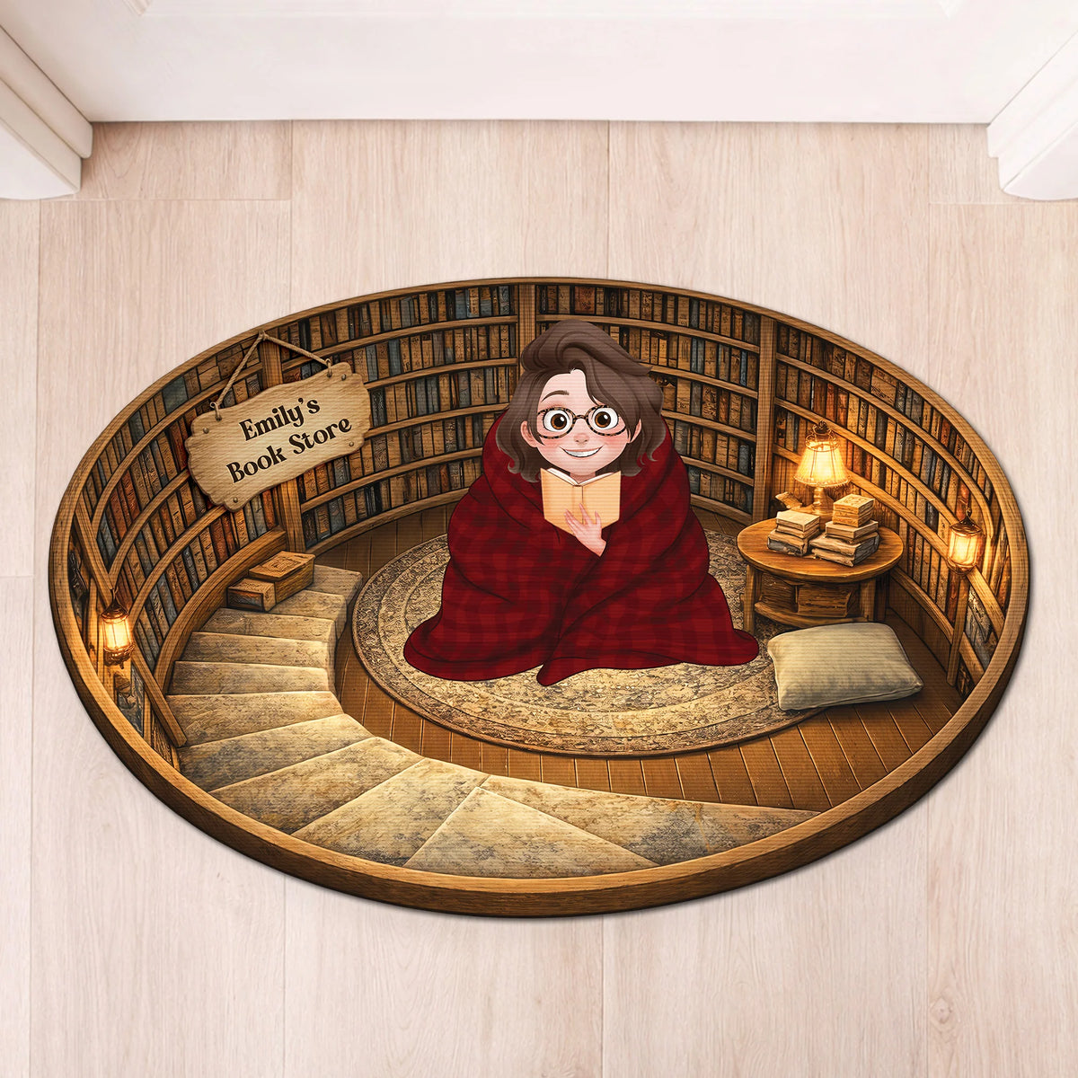 Custom Book Lover Doormat – Personalized Cozy Reading Nook Welcome Mat for Bookworms