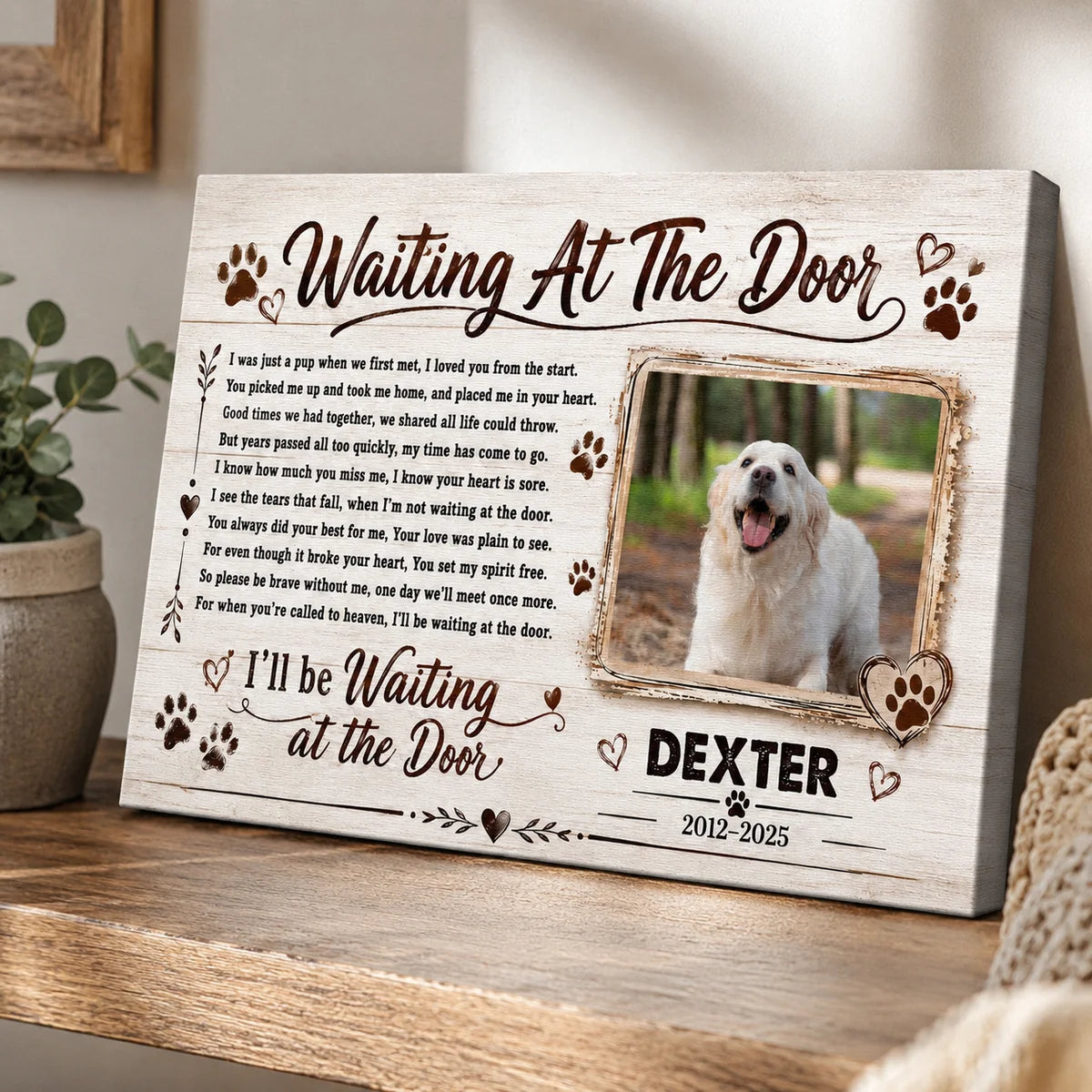 "Waiting At The Door" Personalized Pet Memorial Canvas / Poster - Sympathy Gift for Pet Loss