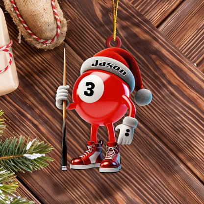 Personalized Billiard Ball Christmas Acrylic Ornament - Custom Pool Player Name Keepsake Gift