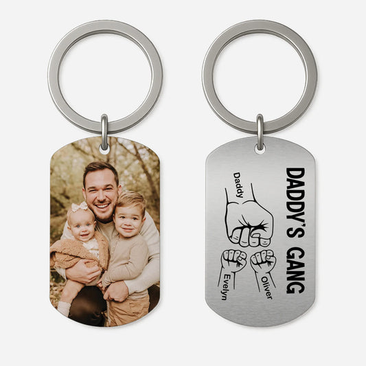 Personalized Fist Bump Keychain for Dad with personalized design details for meaningful gifting
