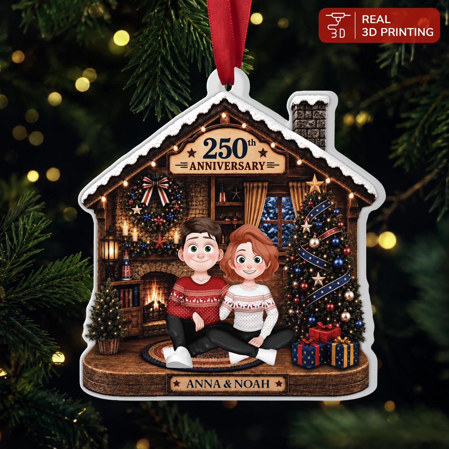 Personalized Couple Anniversary Acrylic Ornament - Custom Christmas Tree Keepsake Gift