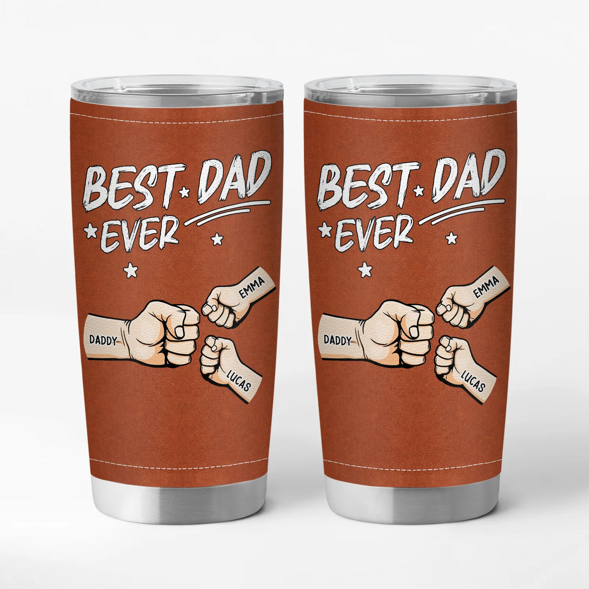 "Best Dad Ever" Fist Bump Personalized Tumbler - Custom Gift for Dad & Grandpa
