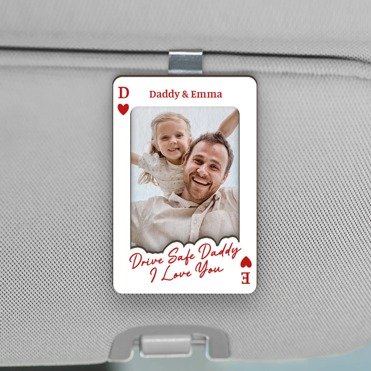 Drive Safe Daddy I Love You Custom Photo Car Visor Clip - Personalized Gift for Dad