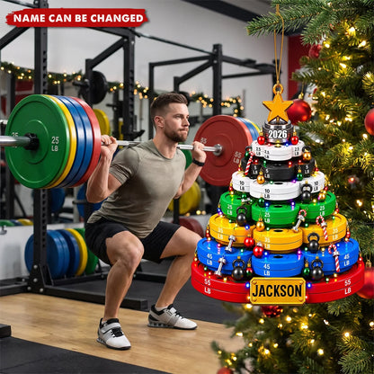 Lift Up Your Christmas: Personalized Weight Plate Wooden Ornament - Custom Fitness Holiday Gift for Gym Lovers