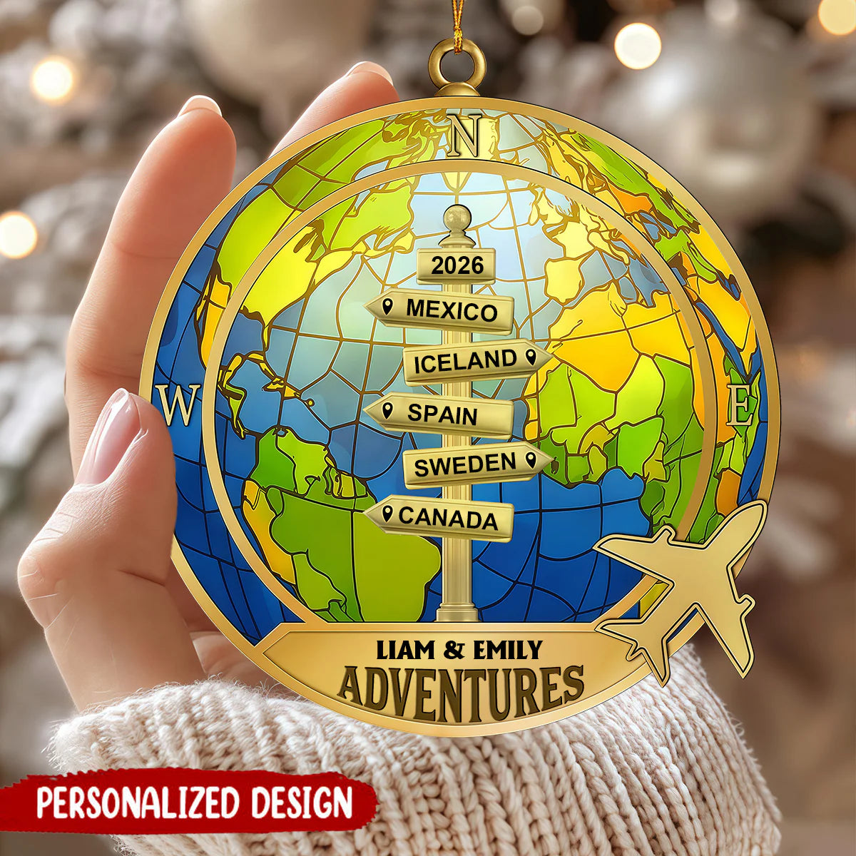 Personalized Couple Travel Ornament personalization view for Couples