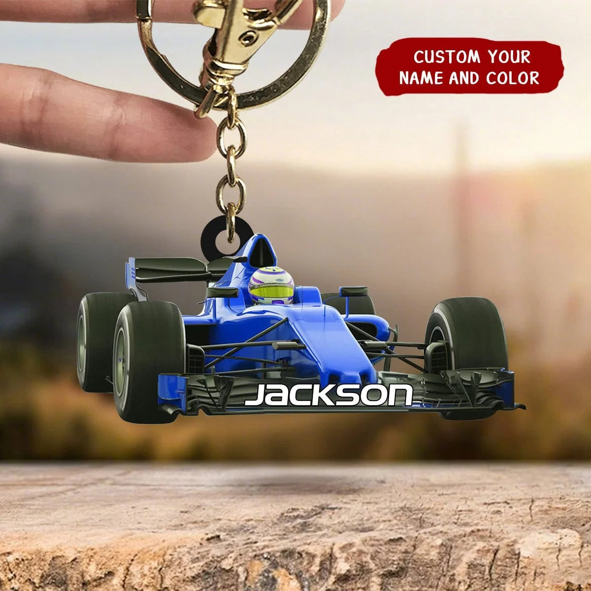 Personalized Race Car Acrylic Keychain - Custom Name Gift for Racing Fans