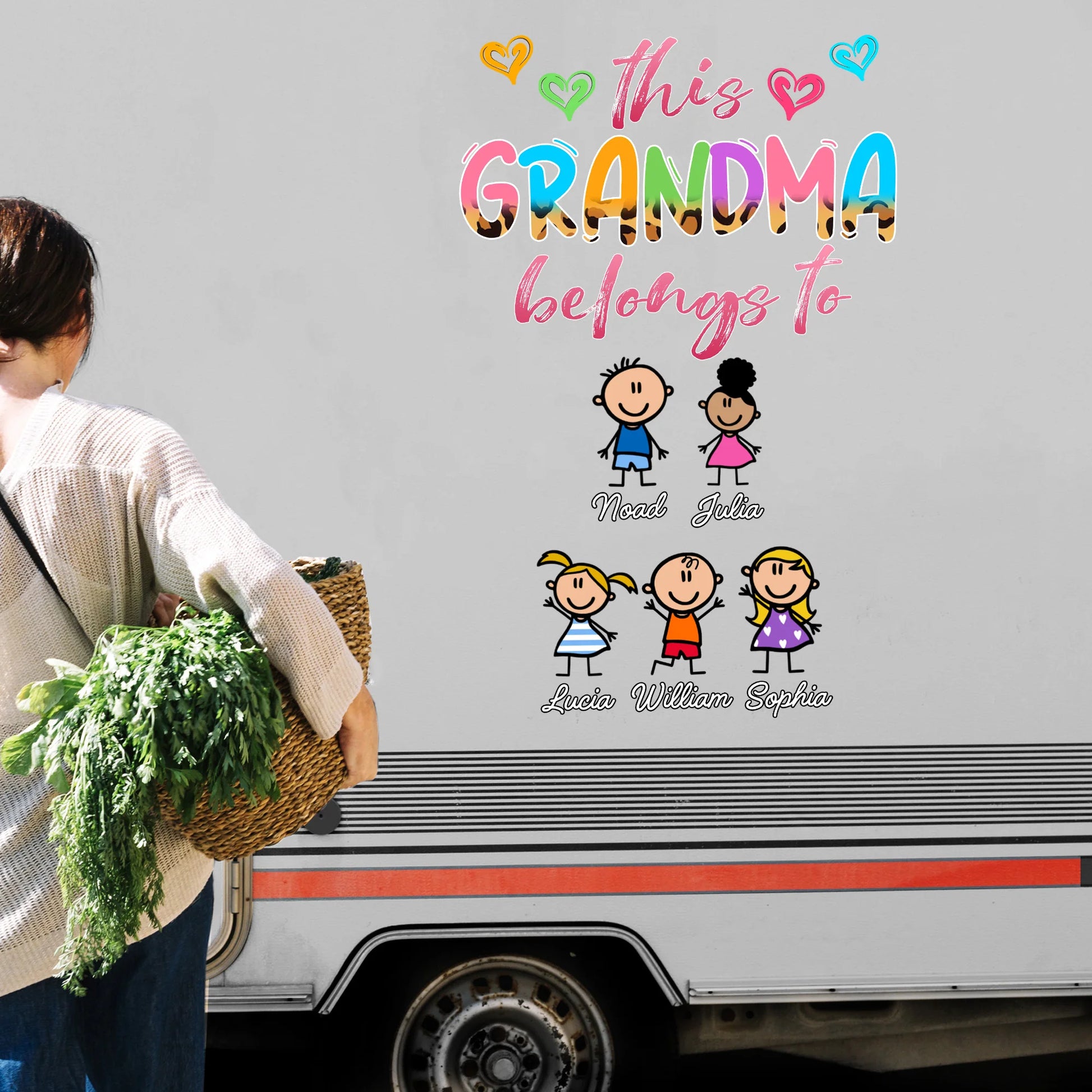 This Grandma Belongs To Hearts And Cartoon Children Decal