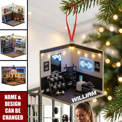 Mini Gym Room Personalized Acrylic Ornament - Custom Christmas Workout Gift for Fitness Lovers