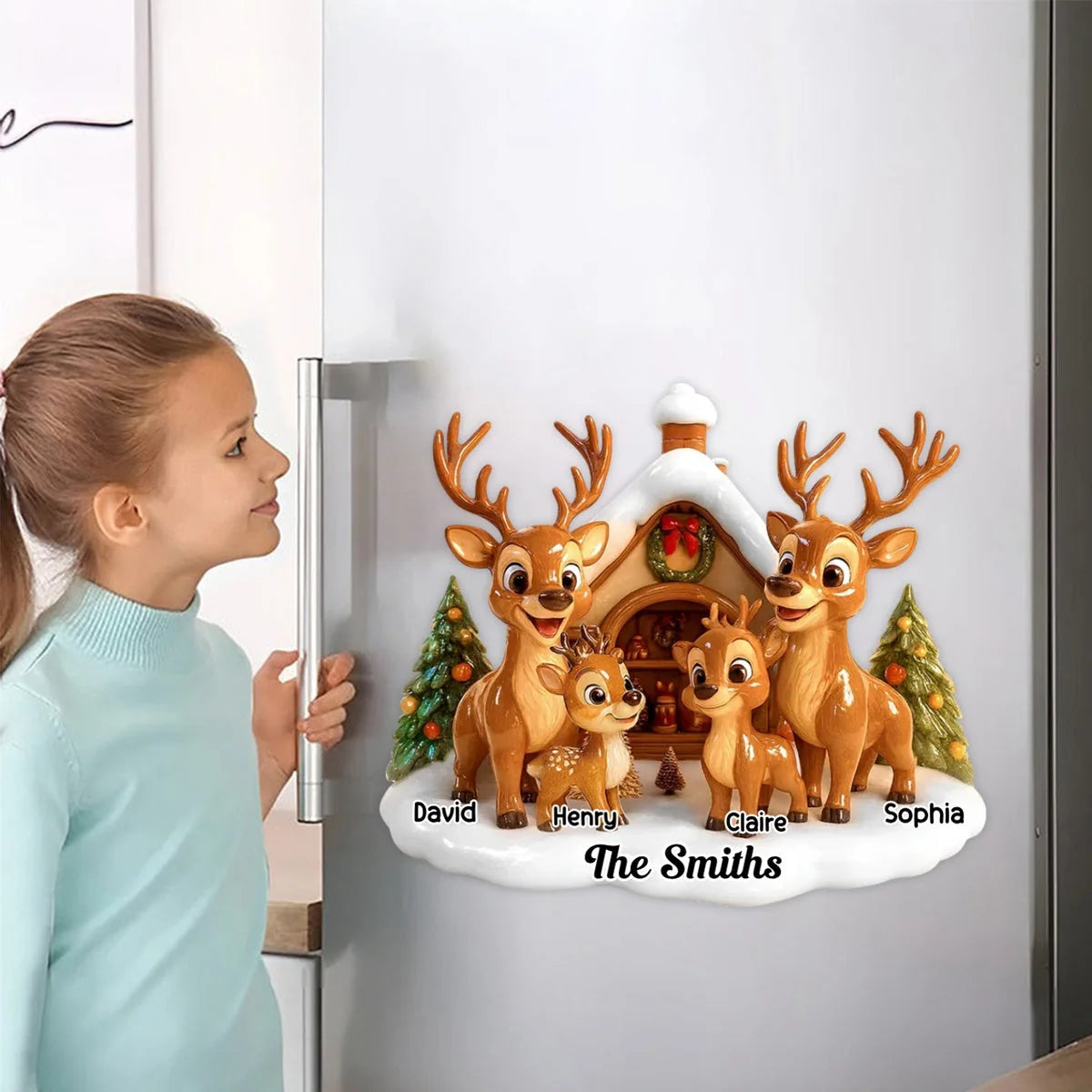 Personalized Christmas Reindeer Family Decal - Custom Holiday Sticker for Grandparents and Parents