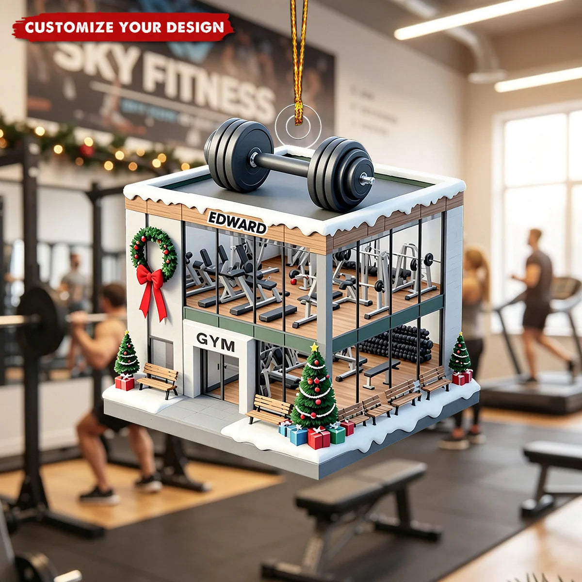 Personalized Gym Fitness Christmas Acrylic Ornament - Custom Name Workout Keepsake