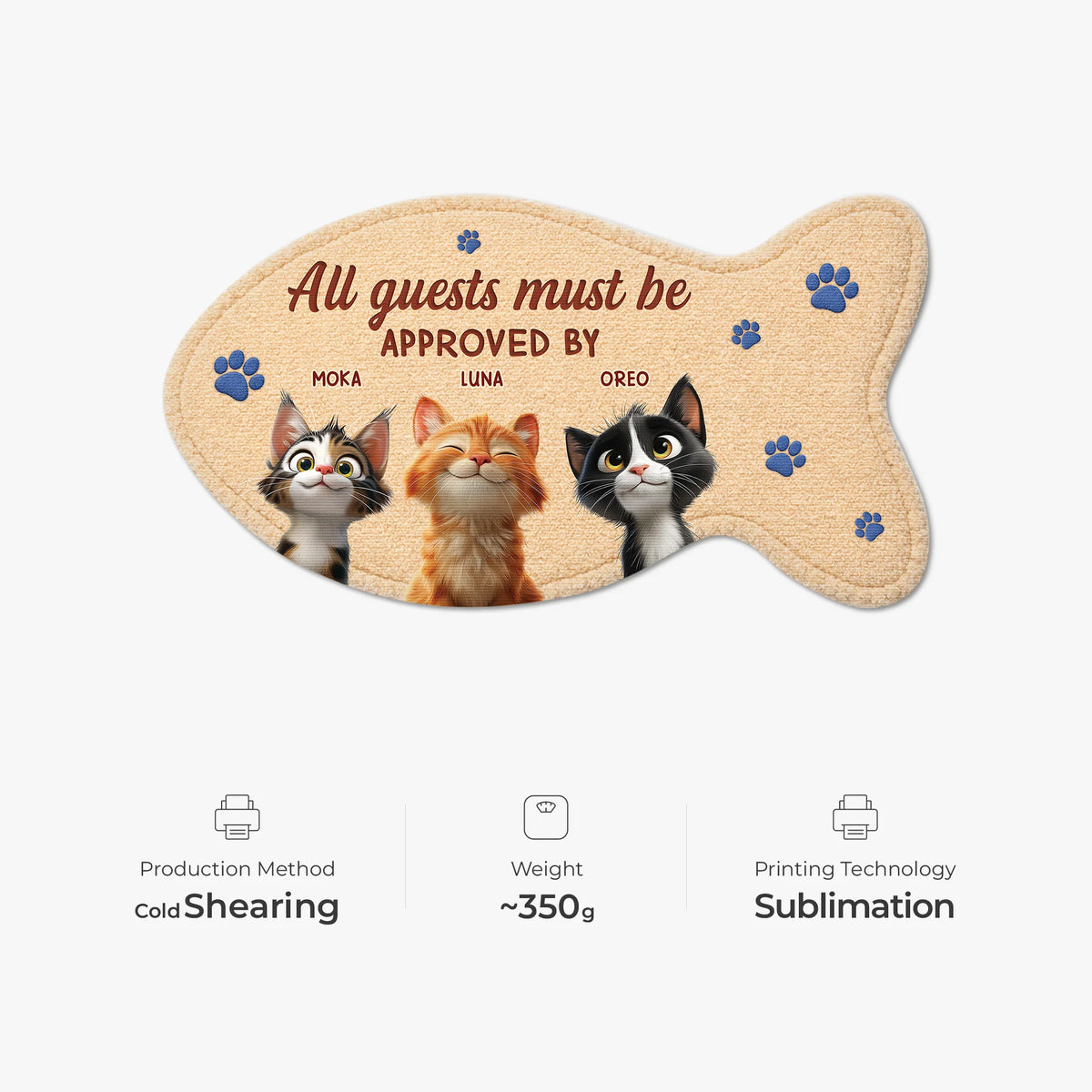"All Guests Must Be Approved By The Cat" - Custom Shaped Doormat for Cat Lovers