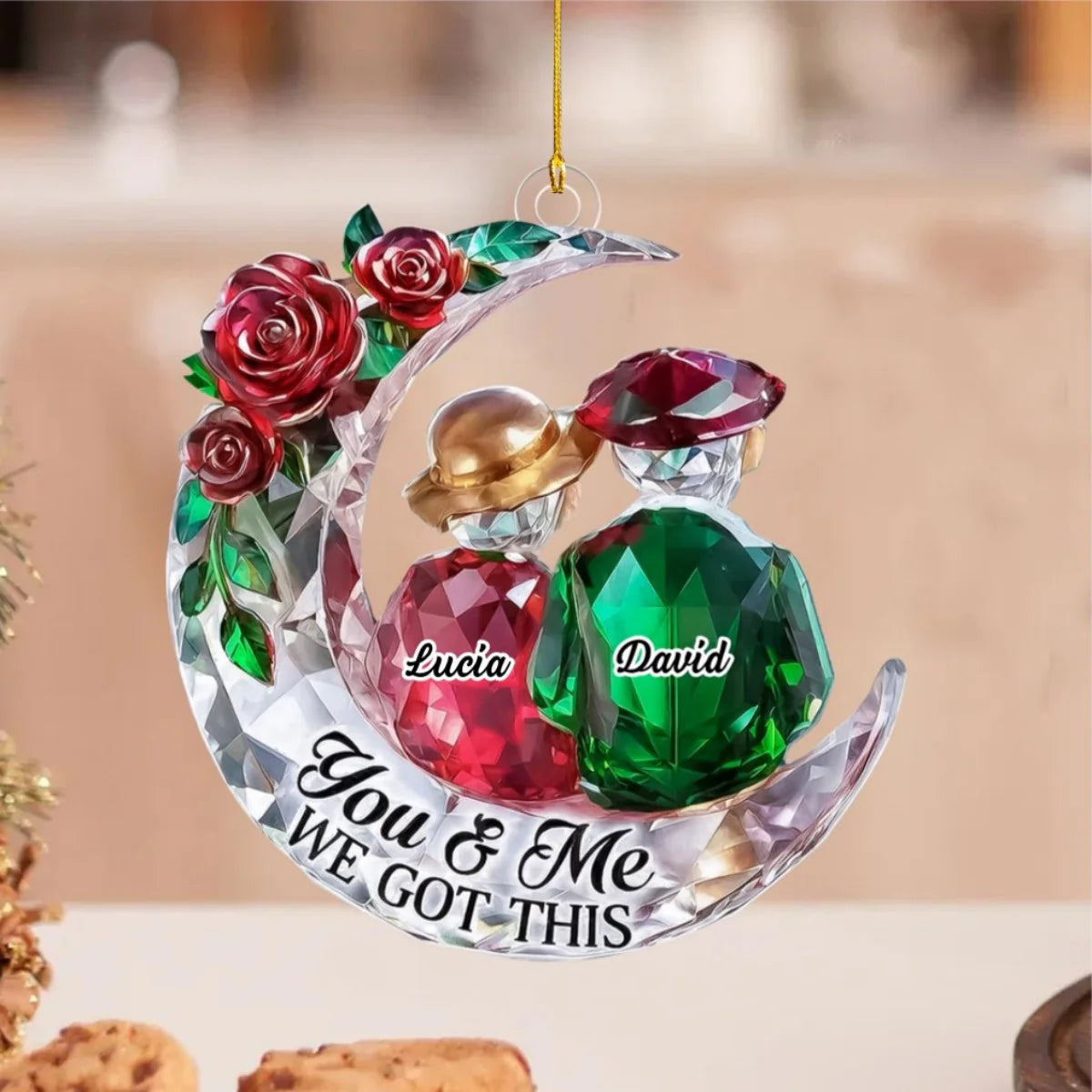 Acrylic Ornament material and size view - Personalized Couple Ornament