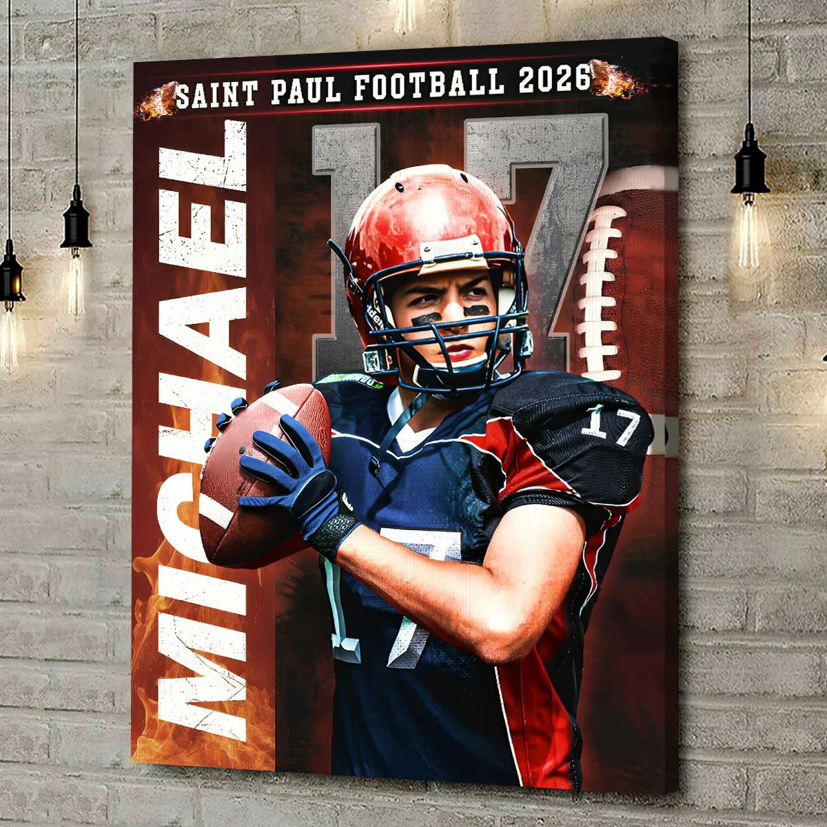 Personalized Football Senior Night Canvas personalization view for Son/Grandson
