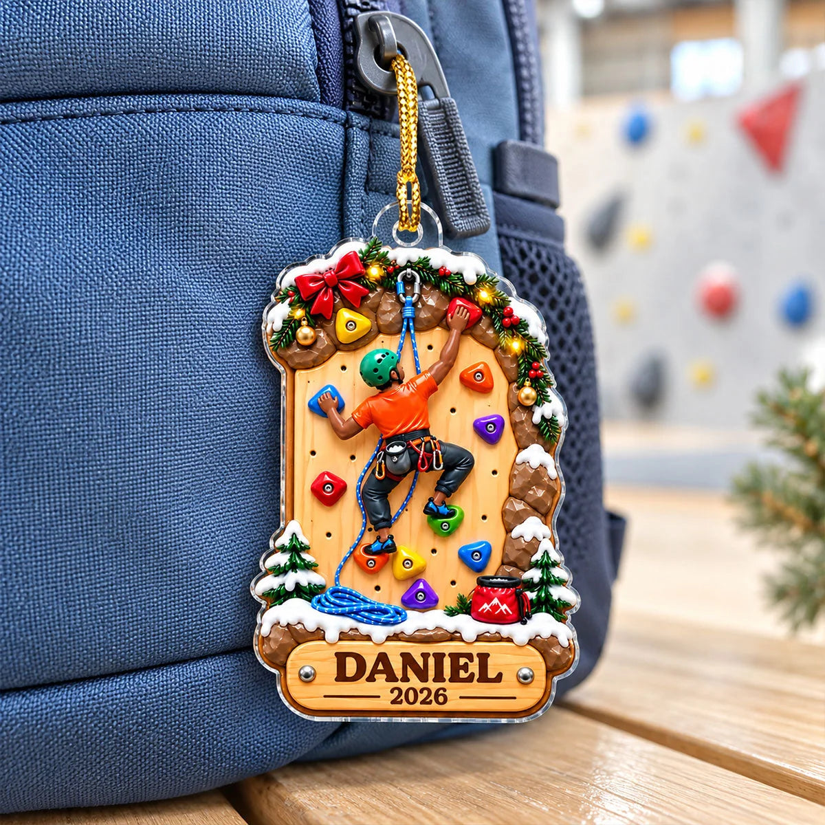 Personalized Rock Climbing Ornament - Custom Name Acrylic Keepsake for Kids & Climbers