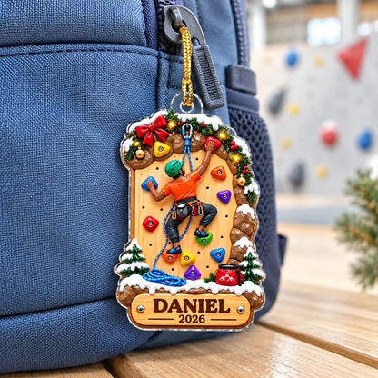 Personalized Rock Climbing Ornament - Custom Name Acrylic Keepsake for Kids & Climbers