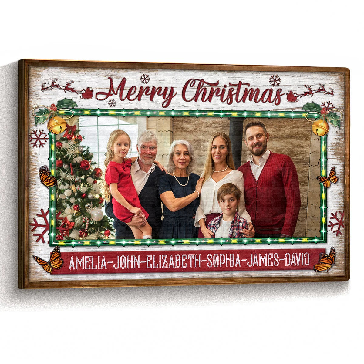 Merry Christmas Custom Photo Canvas / Poster - Personalized Family Wall Art Holiday Keepsake Gift