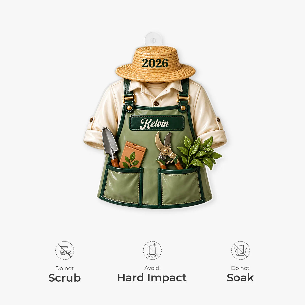 Gardener Apron Personalized Acrylic Ornament - Custom Garden Keepsake Gift for Plant Lovers