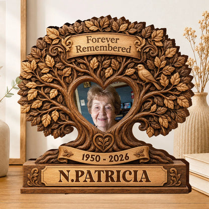 Forever Remembered Custom Photo Wooden Block - Personalized Memorial Sympathy Gift