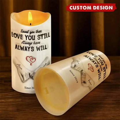 Loved You Then Love You Still Personalized Flameless LED Candle - Anniversary Keepsake for Couples