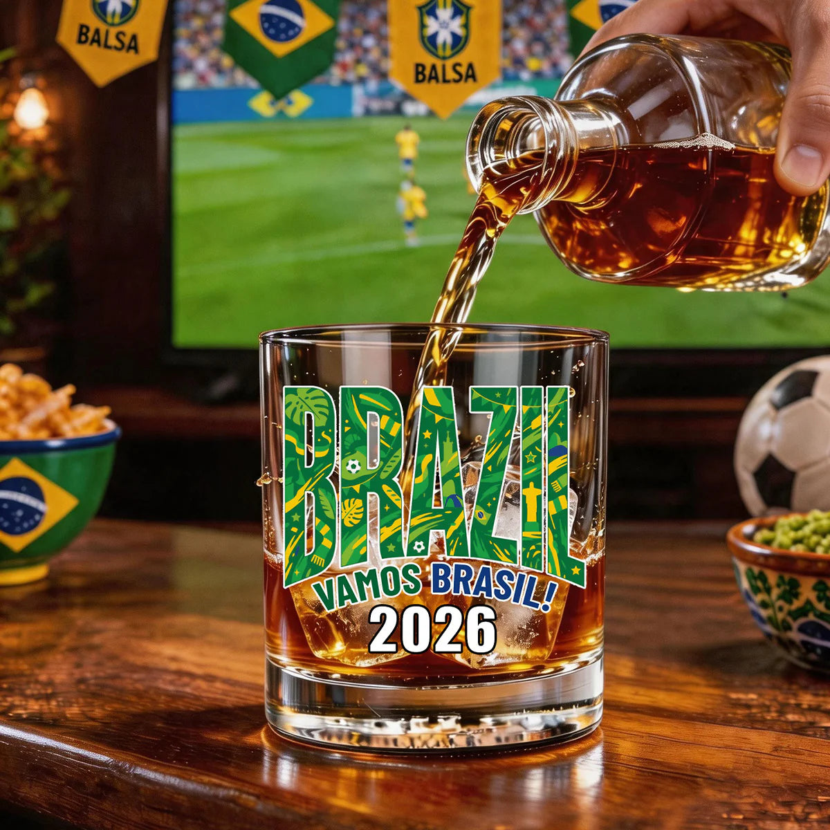 Custom 2026 Soccer Country Whiskey Glass personalization view for Dad
