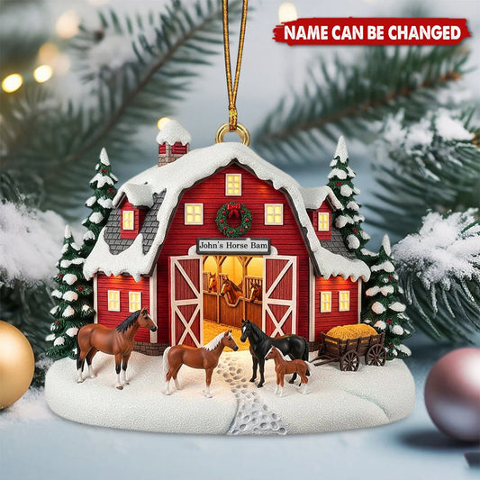 Personalized Horse Christmas Acrylic Ornament - Custom Farmhouse Barn Keepsake Gift for Horse Lovers