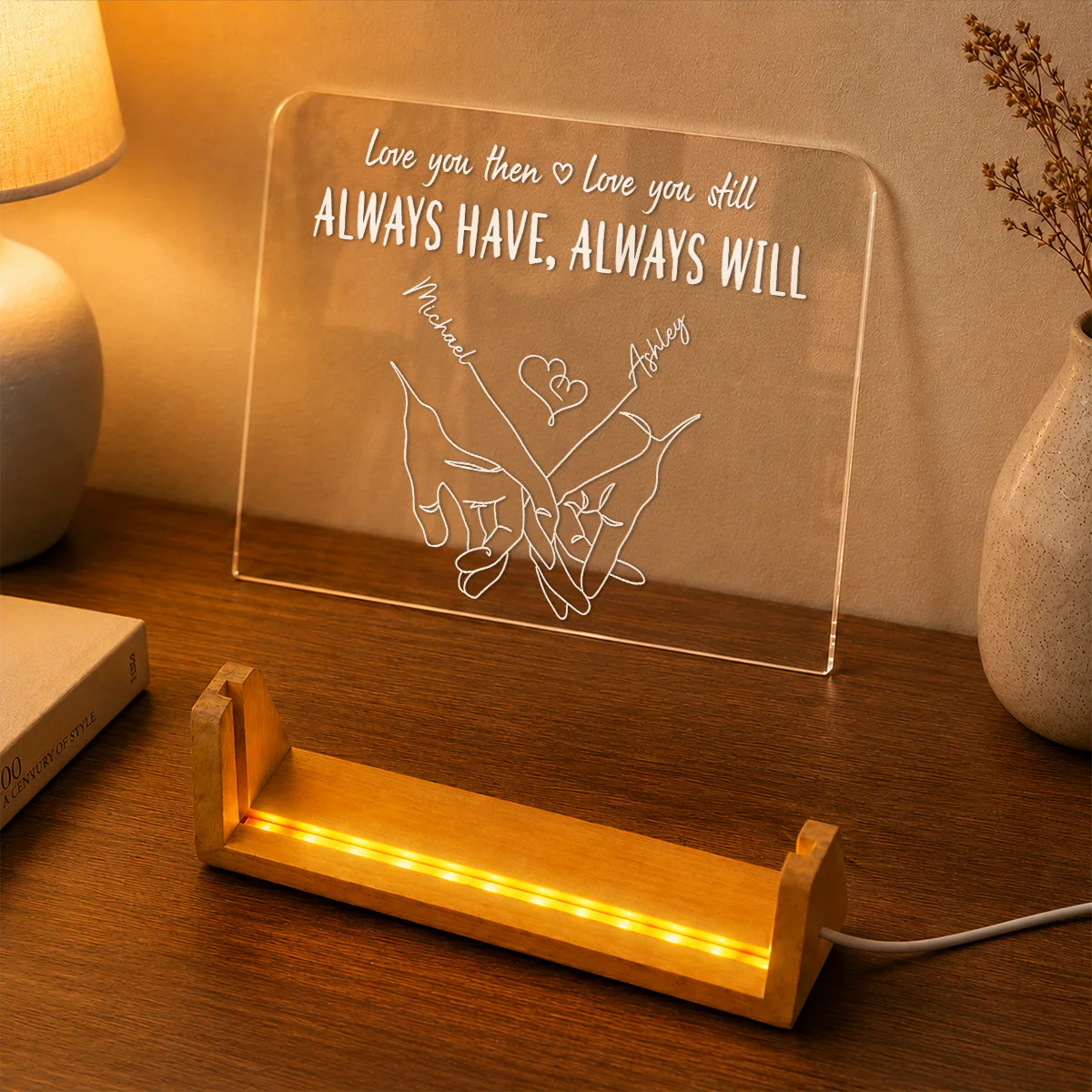 Personalized Couples Night Light for Husband with personalized design details for meaningful gifting image 6