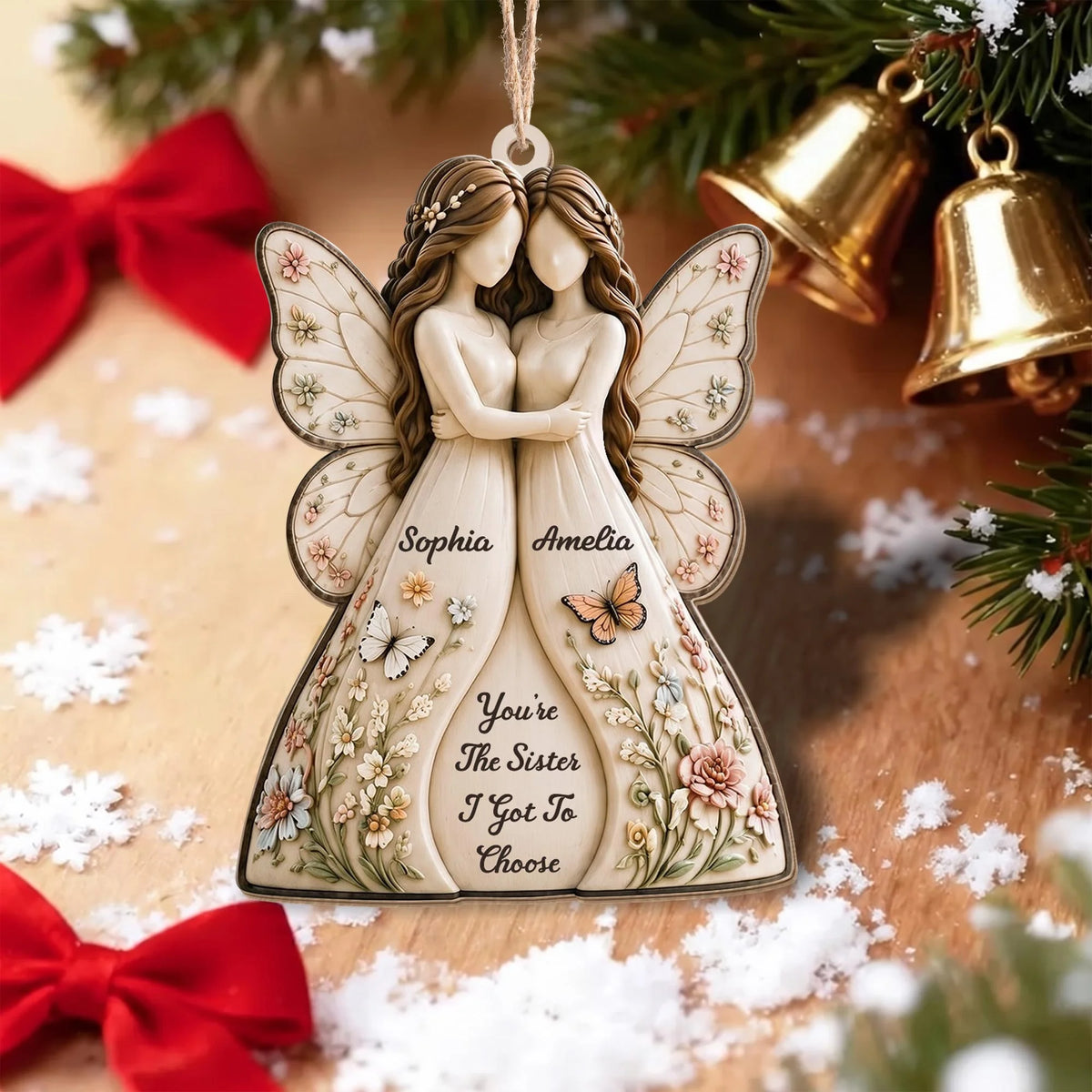 You're The Sister I Got To Choose - Personalized Wood Ornament for Bestie Sister Christmas Gift