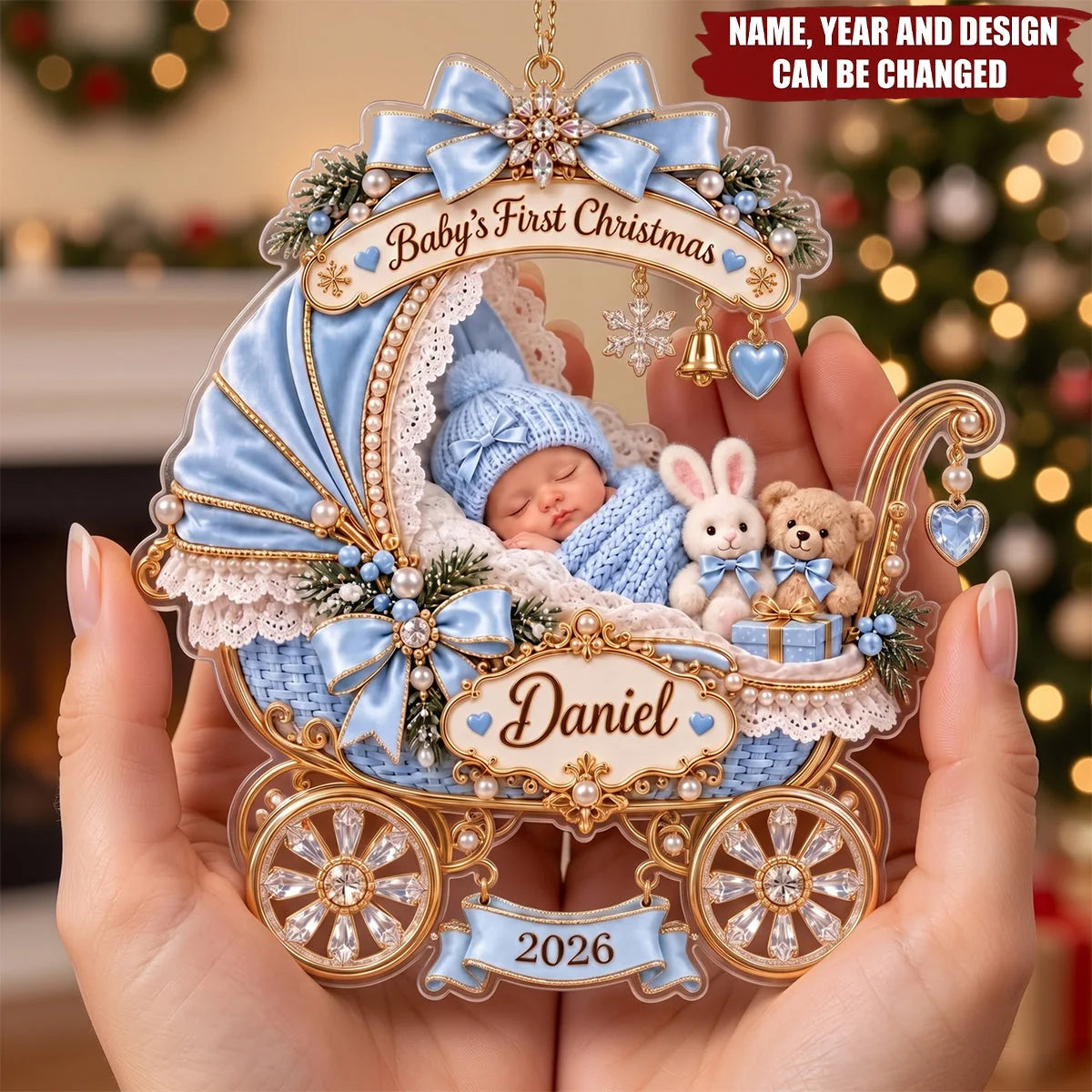 "Baby's First Christmas" Personalized Acrylic Ornament - Custom Holiday Keepsake for Newborn
