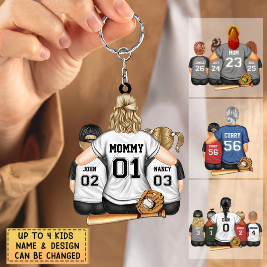 Custom Baseball Mom Keychain for Mom with personalized design details for meaningful gifting