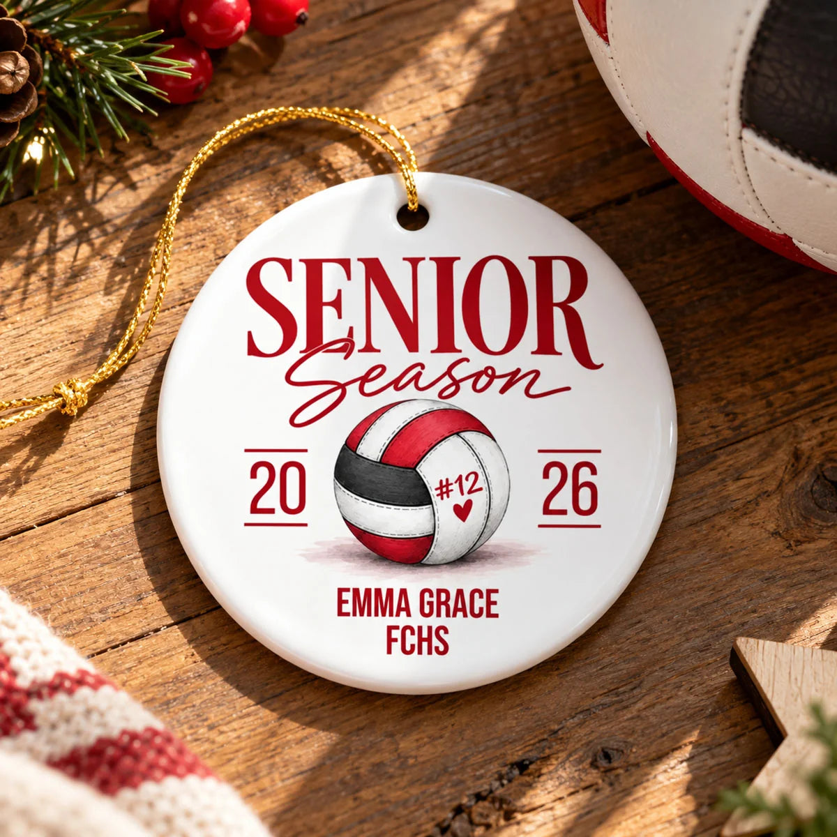 Senior Season Volleyball Personalized Ceramic Ornament - High School Senior Keepsake Gift