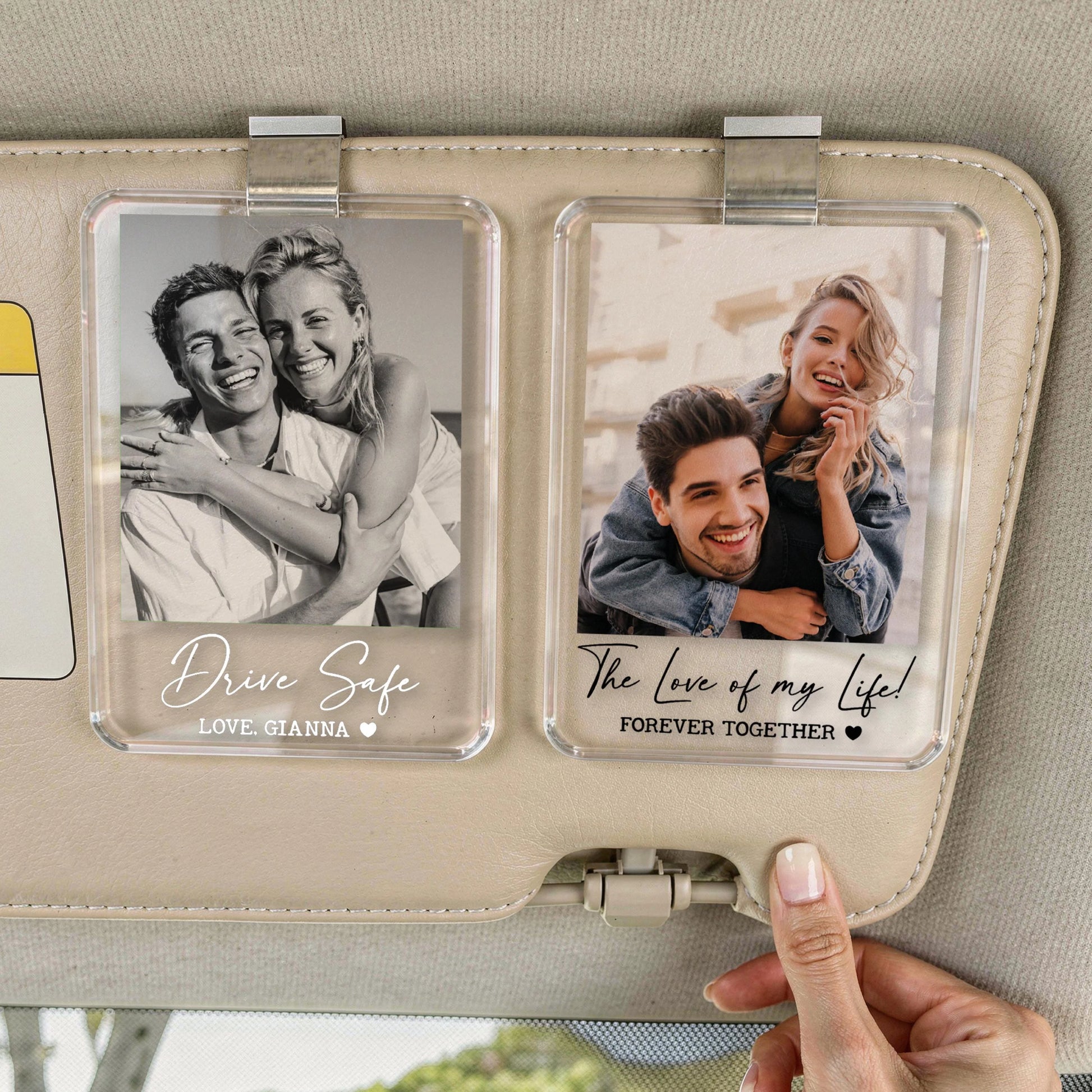 Custom Photo Car Visor Clip for Husband with personalized design details for meaningful gifting