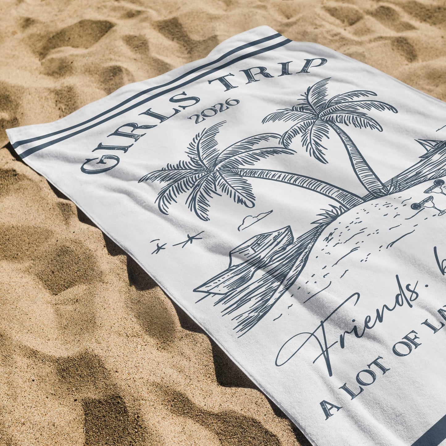 Personalized Girls Trip Beach Towel for Best Friends with personalized design details for meaningful gifting image 6