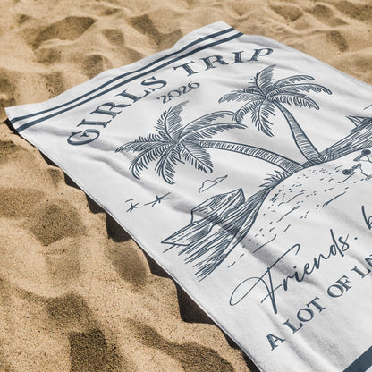 Personalized Girls Trip Beach Towel for Best Friends with personalized design details for meaningful gifting image 6