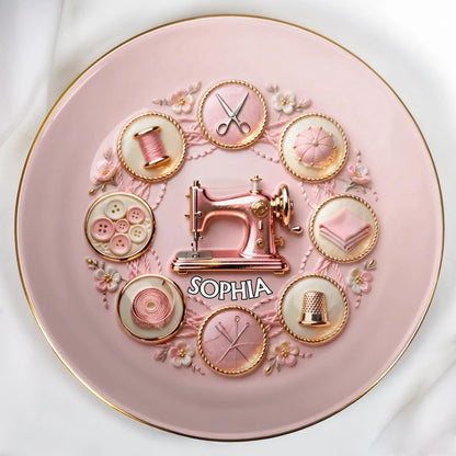 Custom Seamstress Jewelry Dish for Mom with personalized design details for meaningful gifting image 7