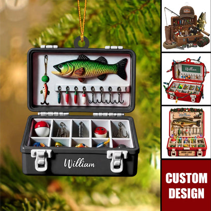 Personalized Fishing Tackle Box Acrylic Ornament - Custom Fisherman Christmas Keepsake Gift